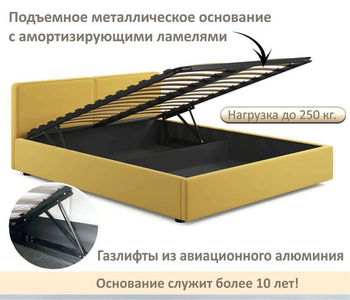 Кровать Erika 160х200 желтого цвета с подъемным механизмом - лучшие Кровати для спальни в INMYROOM Кровать Erika 160х200 желтого цвета с подъемным механизмом - лучшие Кровати для спальни в INMYROOM