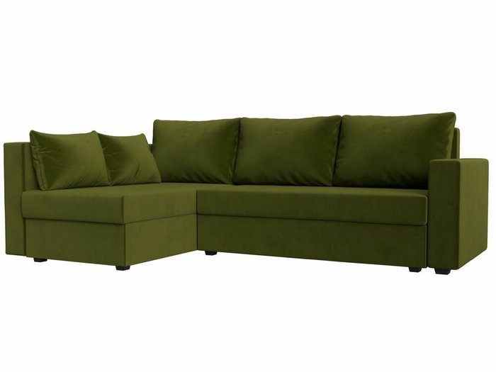 Угловой диван-кровать Мансберг зеленого цвета левый угол