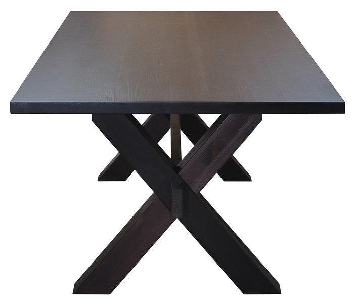 Обеденный стол из массива сосны Акадия в цвете темный орех - лучшие Обеденные столы в INMYROOM