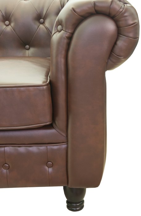 Кожаный диван Chesterfield коричневого цвета - лучшие Прямые диваны в INMYROOM