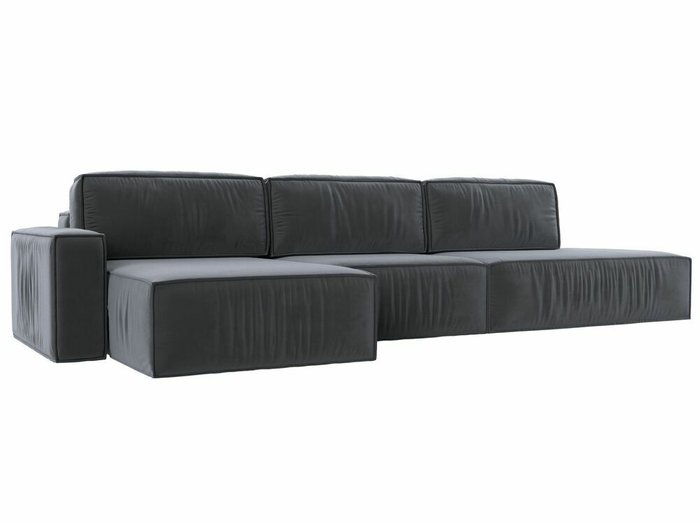 Угловой диван-кровать Прага модерн лонг серого цвета левый угол