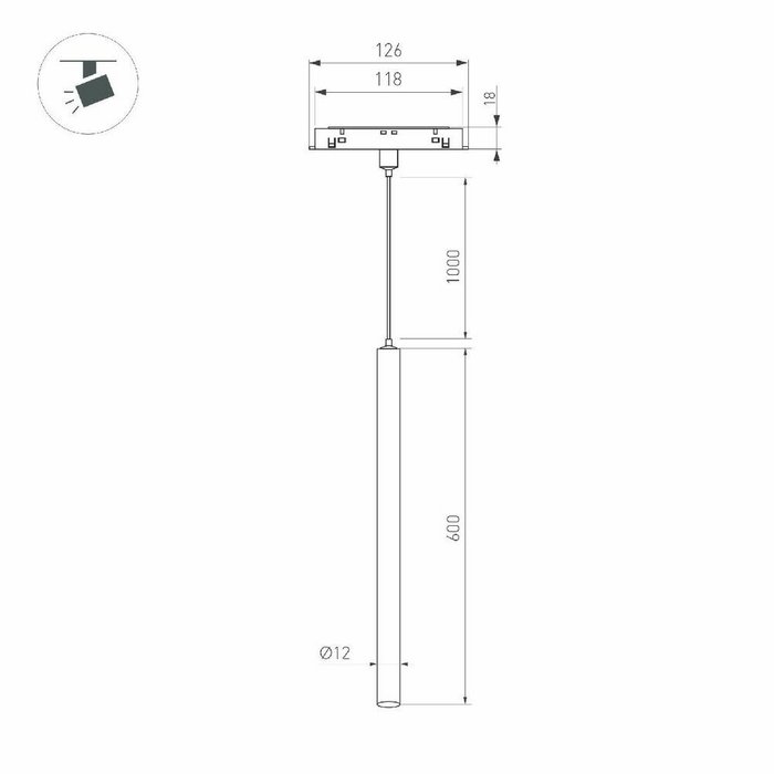 Трековый магнитный светильник Arlight MAG-ORIENT-SPOT-HANG-L600-R12-2W Day4000 (BK, 20 deg, 48V) 044501 - лучшие Трековые светильники в INMYROOM Трековый магнитный светильник Arlight MAG-ORIENT-SPOT-HANG-L600-R12-2W Day4000 (BK, 20 deg, 48V) 044501 - лучшие Трековые светильники в INMYROOM
