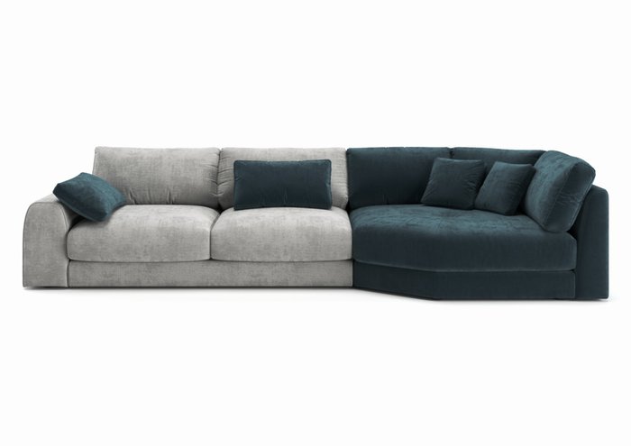 Диван-кровать Island серо-синего цвета с правым шезлонгом - купить Прямые диваны по цене 235220.0