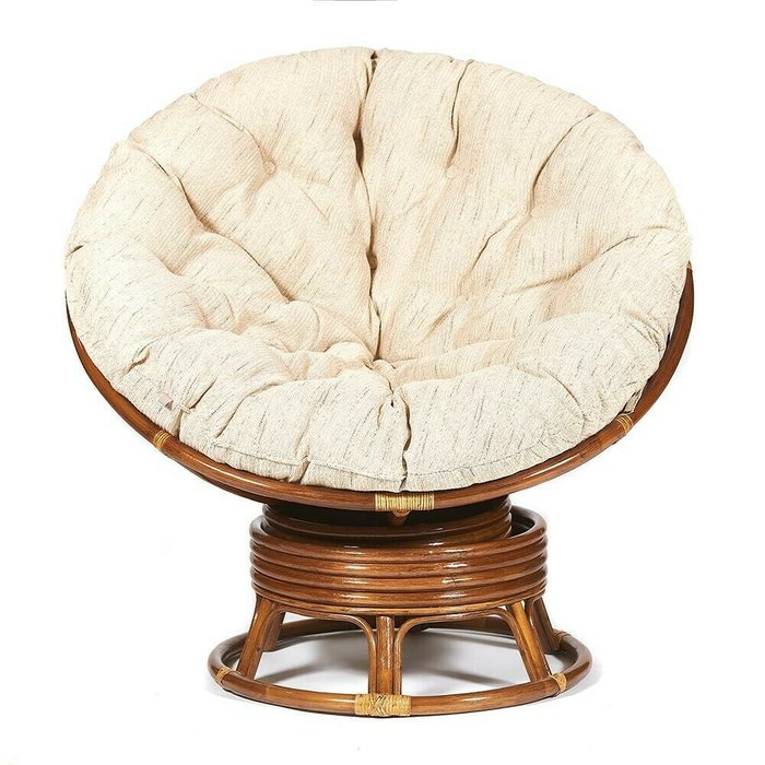 Кресло-качалка Papasan Pecan с подушкой молочного цвета - лучшие Садовые кресла в INMYROOM Кресло-качалка Papasan Pecan с подушкой молочного цвета - лучшие Садовые кресла в INMYROOM