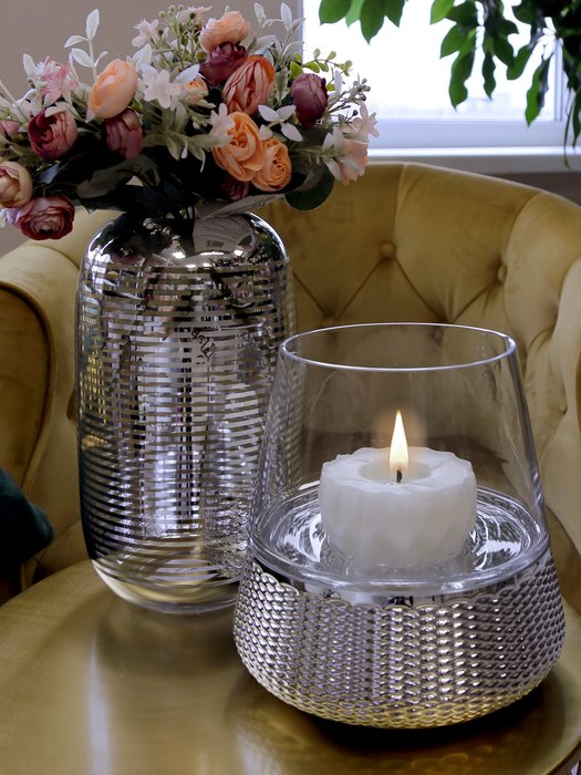 Декоративная ваза из стекла с cеребряным напылением - лучшие Вазы  в INMYROOM