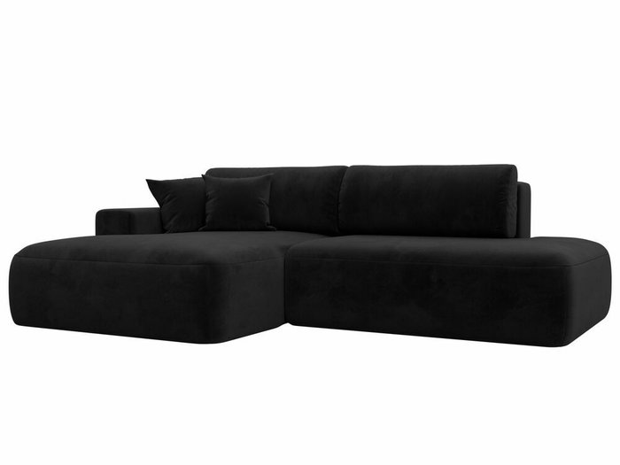 Угловой диван-кровать Лига 036 Модерн черного цвета левый угол