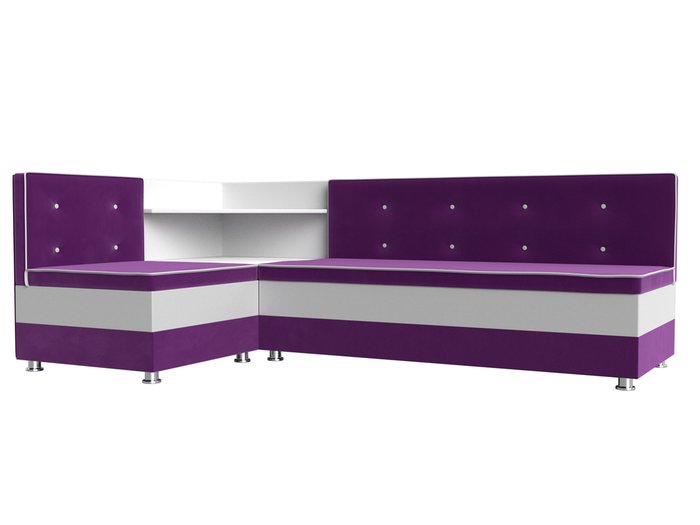 Угловой диван Милан бело-фиолетового цвета (экокожа/ткань) левый угол