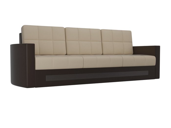 Прямой диван-кровать Белла бежево-коричневого цвета (экокожа)