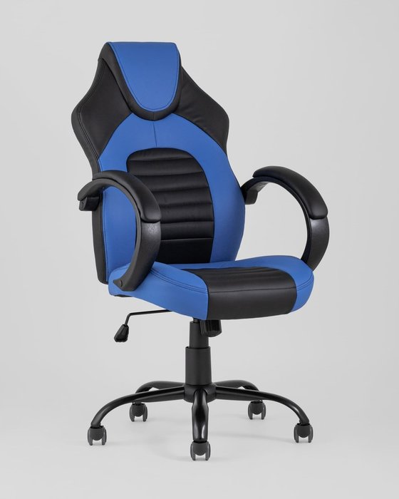 Кресло игровое Top Chairs Racer Midi черно-синего цвета - купить Офисные кресла по цене 11330.0 Кресло игровое Top Chairs Racer Midi черно-синего цвета - купить Офисные кресла по цене 11330.0