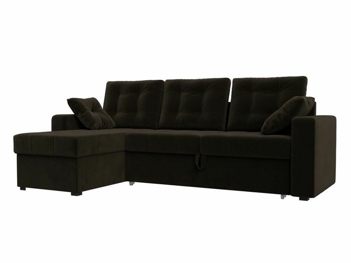 Угловой диван-кровать Камелот коричневого цвета левый угол