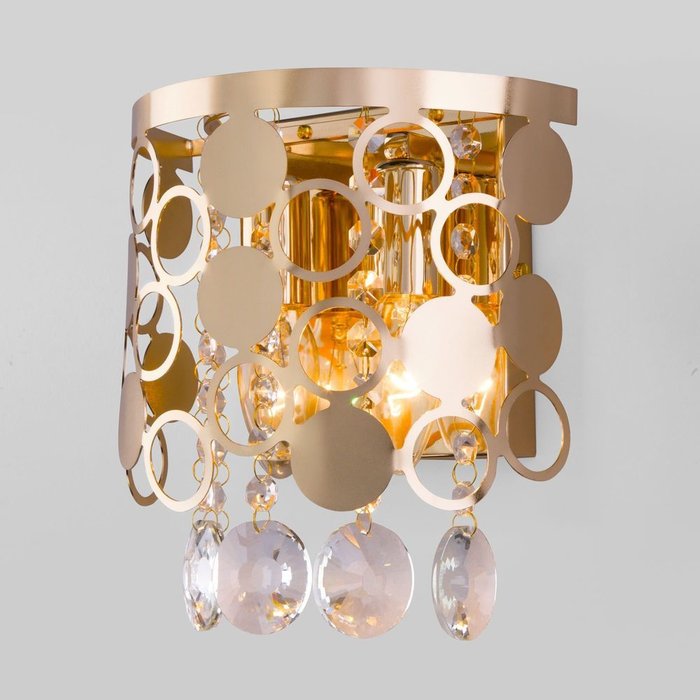 Настенный светильник с хрусталем 10114/2 золото/прозрачный хрусталь Strotskis Lianna - купить Бра и настенные светильники по цене 4190.0