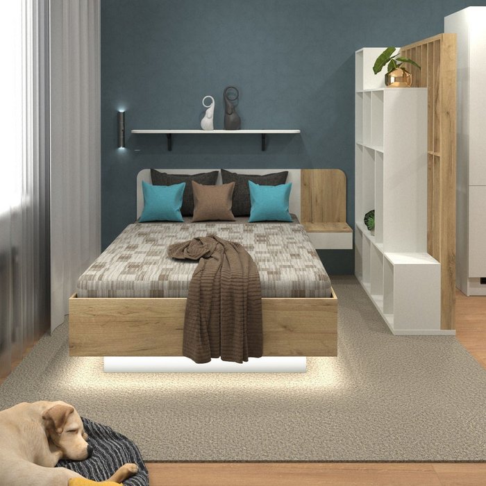 Кровать Астра 140х200 бежевого цвета с подъемным механизмом и одним ящиком  - лучшие Кровати для спальни в INMYROOM