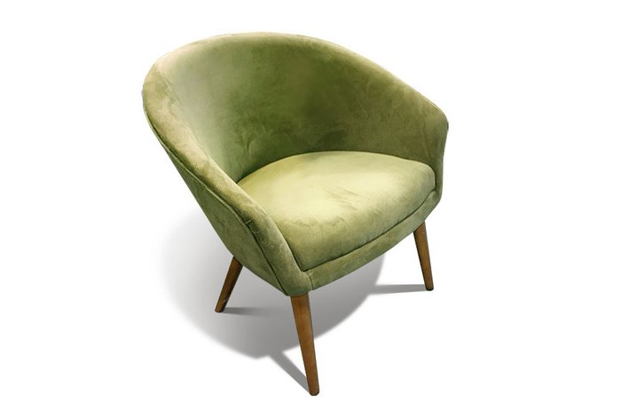 Кресло Тиана светло-зеленого цвета с коричневыми ножками