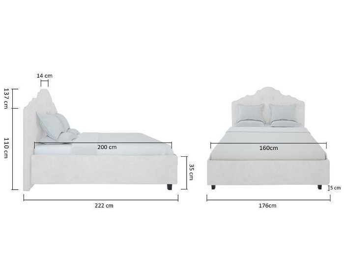 Кровать "Palace" Велюр молочного цвета 160x200 - купить Кровати для спальни по цене 102000.0