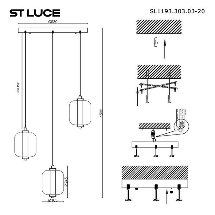 Светильник подвесной ST-Luce Латунь/Янтарный,Дымчатый,Голубой LED 3*11W 3000K SUMMER - лучшие Подвесные светильники в INMYROOM