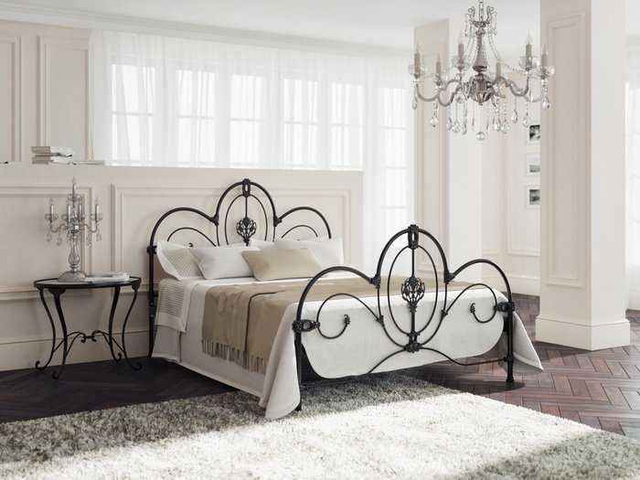 Кровать Прима 140х200 черно-глянцевого цвета - купить Кровати для спальни по цене 84161.0