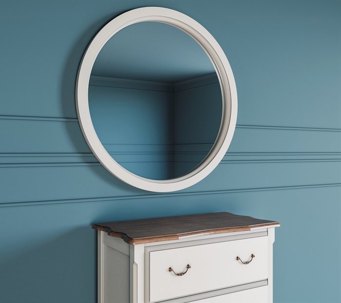 Зеркало круглое Leontina белого цвета - купить Настенные зеркала по цене 17900.0