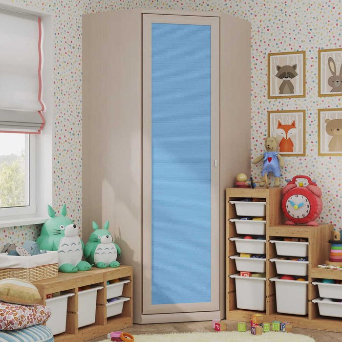 Детский шкаф угловой Герда голубого цвета - купить Детские шкафы по цене 29760.0
