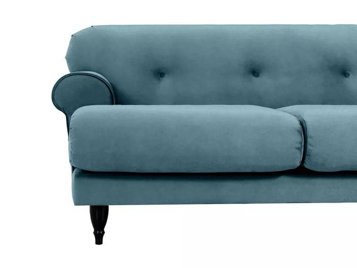 Диван Italia голубого цвета с черными ножками - лучшие Прямые диваны в INMYROOM