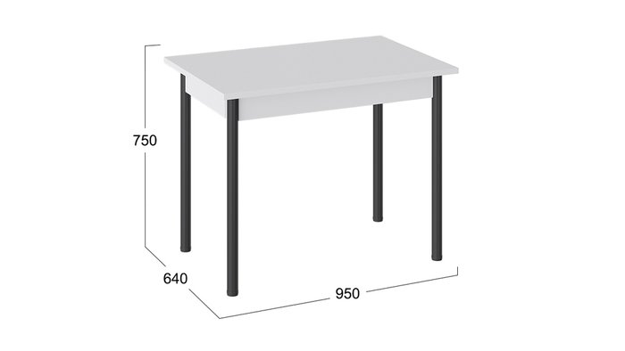 Обеденный стол Родос белого цвета на черных ножках - купить Обеденные столы по цене 4499.0