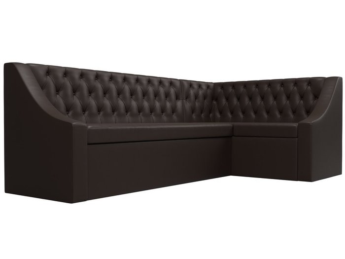 Кухонный угловой диван-кровать Мерлин коричневого цвета (экокожа) правый угол - лучшие Угловые диваны в INMYROOM