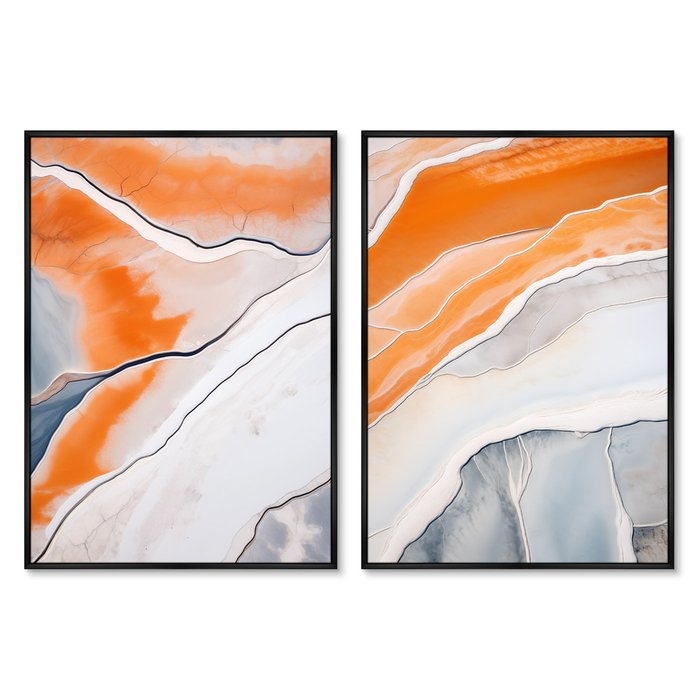 Набор из двух репродукций картин Salt lakes, grey and orange, 2024г.