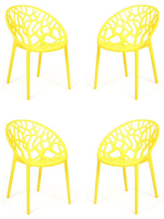 Набор из четырех стульев Bush желтого цвета