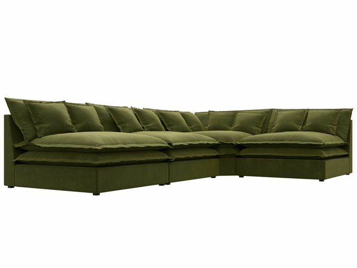Угловой диван Лига 040 зеленого цвета правый угол - лучшие Угловые диваны в INMYROOM