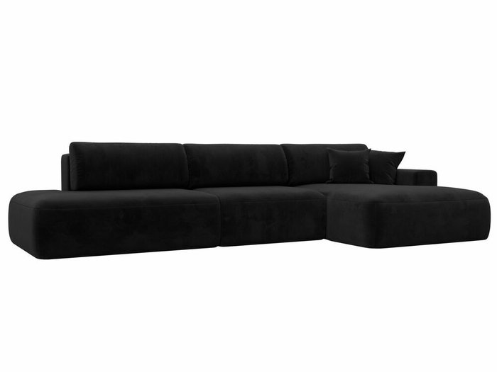 Угловой диван-кровать Лига 036 Модерн Лонг черного цвета правый угол
