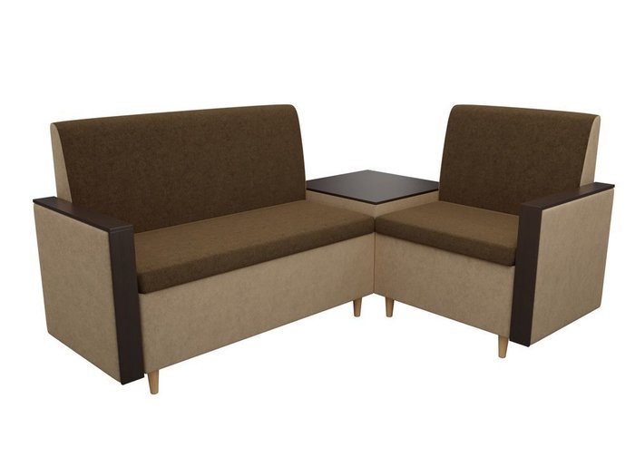 Кухонный угловой диван Модерн бежево-коричневого цвета  - лучшие Угловые диваны в INMYROOM