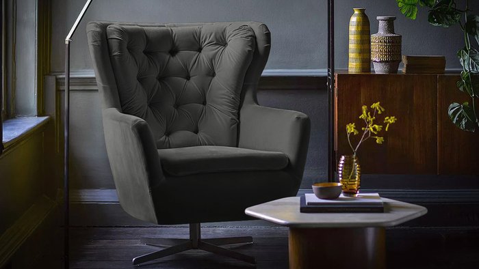 Кресло Дерби 2 темно-серого цвета - купить Интерьерные кресла по цене 43400.0