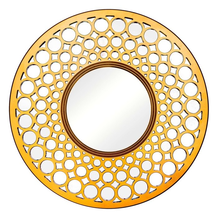 Зеркало настенное Round золотого цвета