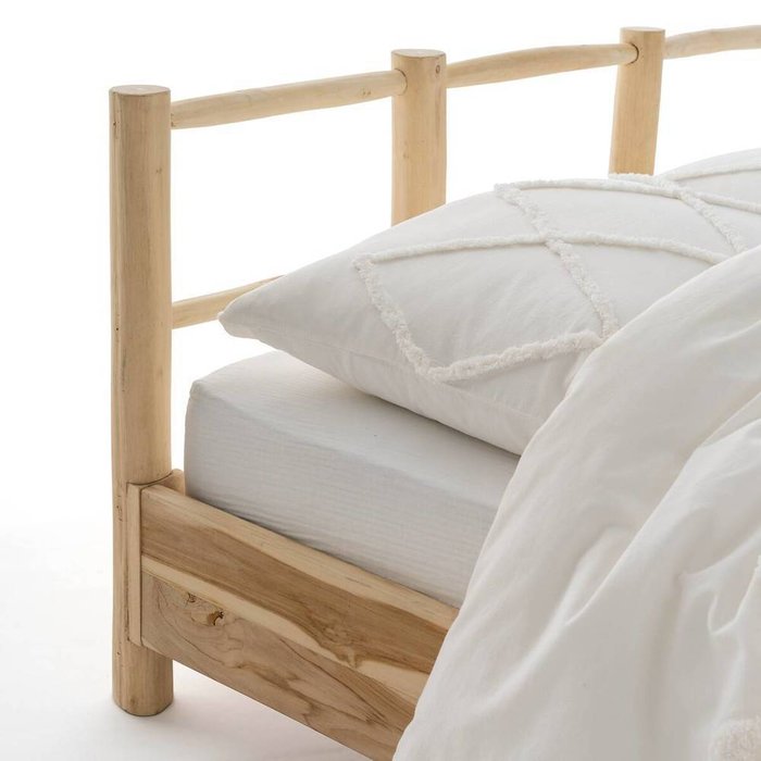 Кровать из массива тика Ghada 160x200 бежевого цвета - лучшие Кровати для спальни в INMYROOM