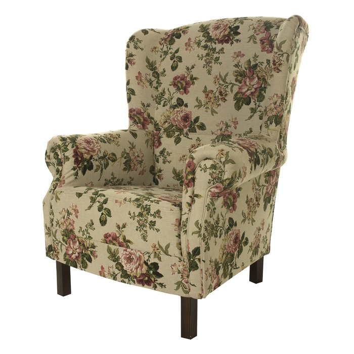 Кресло Розы бежевого цвета с узором - купить Интерьерные кресла по цене 38400.0