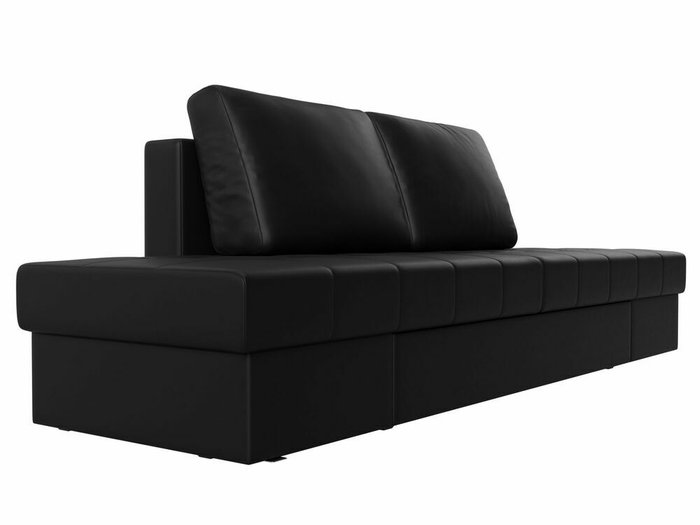 Прямой диван трансформер Сплит черного цвета (экокожа) - лучшие Прямые диваны в INMYROOM