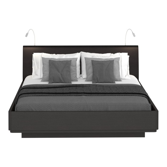 Кровать Элеонора 140х200 черного цвета с двумя светильниками 