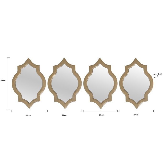 Набор из четырёх настенных зеркал золотого цвета - купить Настенные зеркала по цене 5760.0