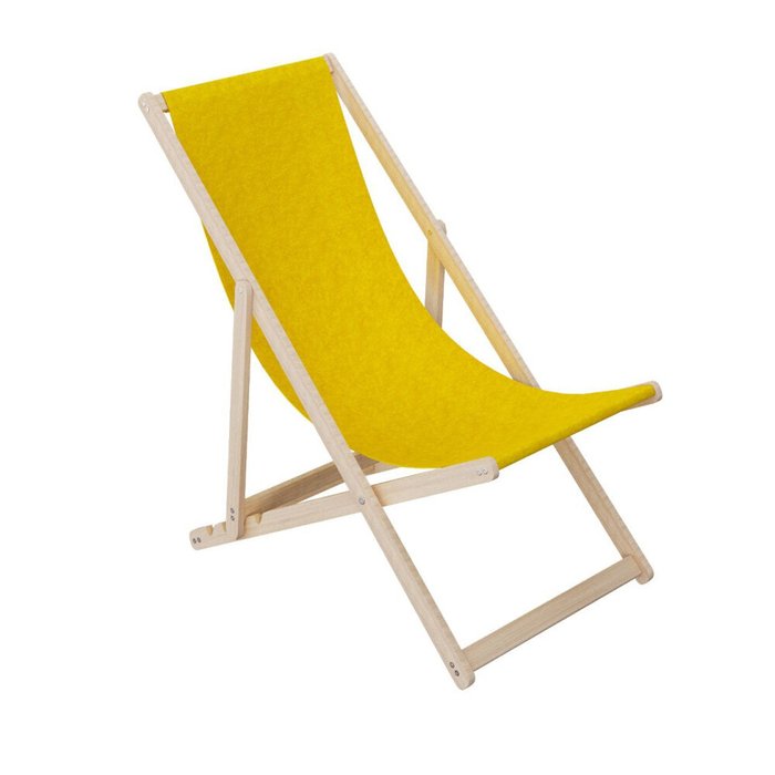 Кресло-шезлонг желтого цвета с основанием из массива березы