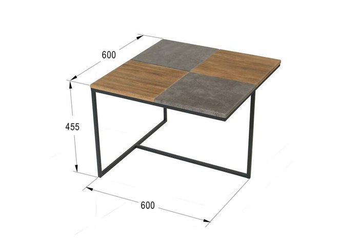 Стол журнальный Фьюжн квадро дуб американский/серый бетон - купить Кофейные столики по цене 4800.0