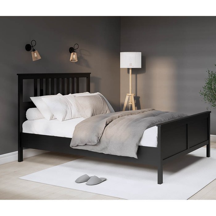 Кровать Кымор 160х200 черного цвета без подъемного механизма - купить Кровати для спальни по цене 39990.0