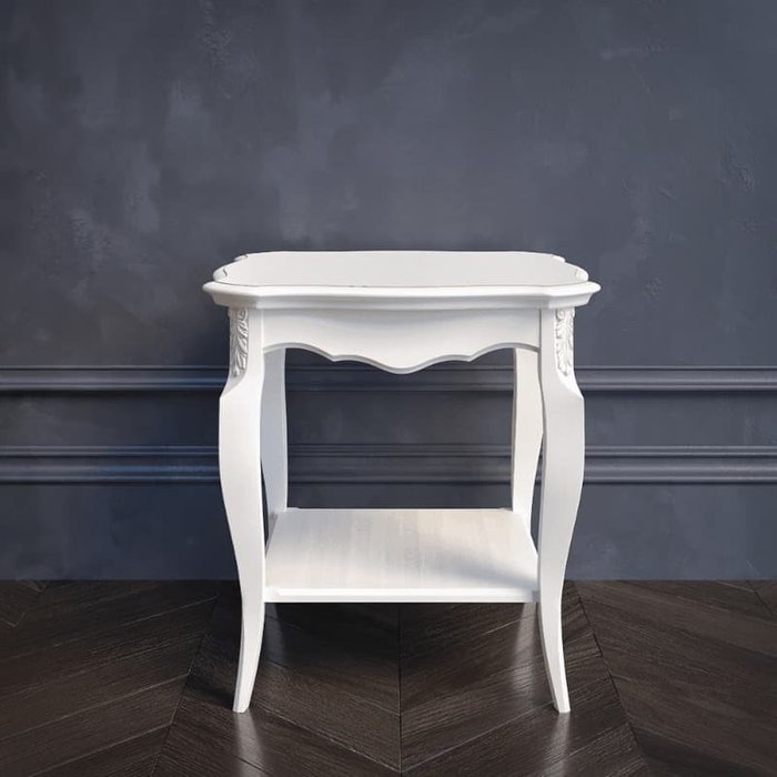 Стол квадратный Akrata белого цвета с эффектом старения              - лучшие Кофейные столики в INMYROOM