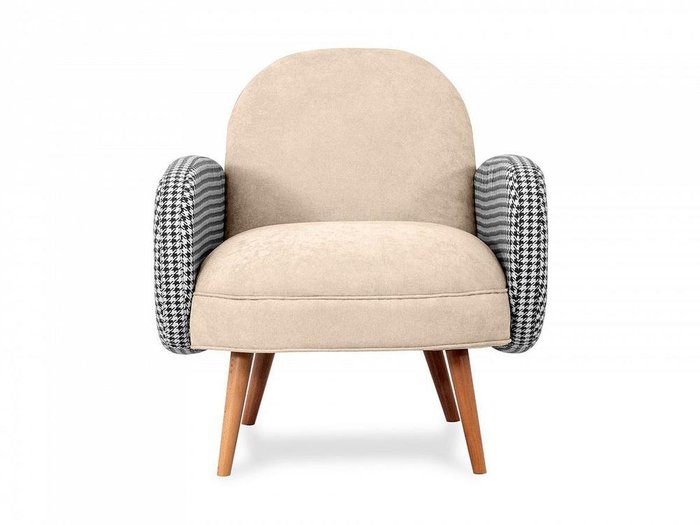 Кресло Bordo бежевого цвета с коричневыми ножками - купить Интерьерные кресла по цене 38100.0