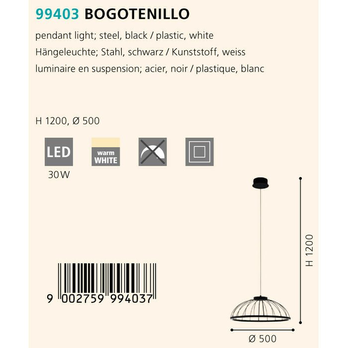 Подвесной светодиодный светильник Bogotenillo черного цвета - купить Подвесные светильники по цене 9990.0