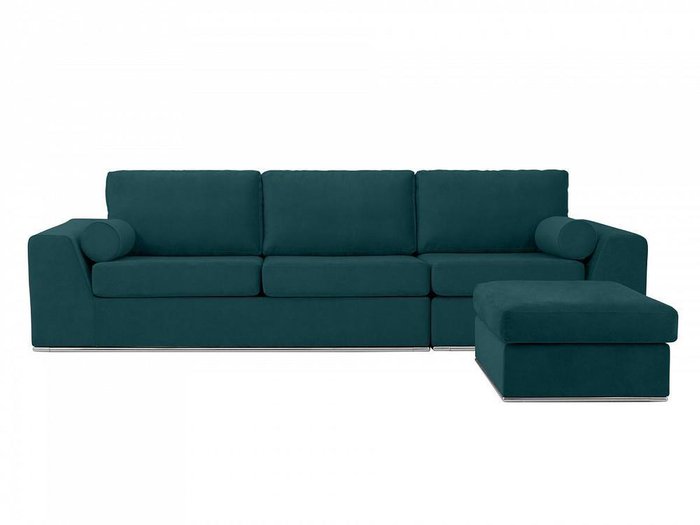 Угловой диван-кровать Igarka сине-зеленого цвета