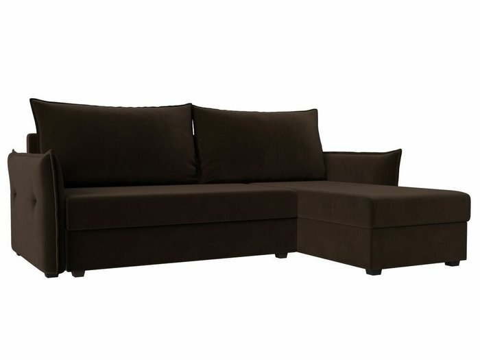 Угловой диван-кровать Лига 004 темно-коричневого цвета угол правый 