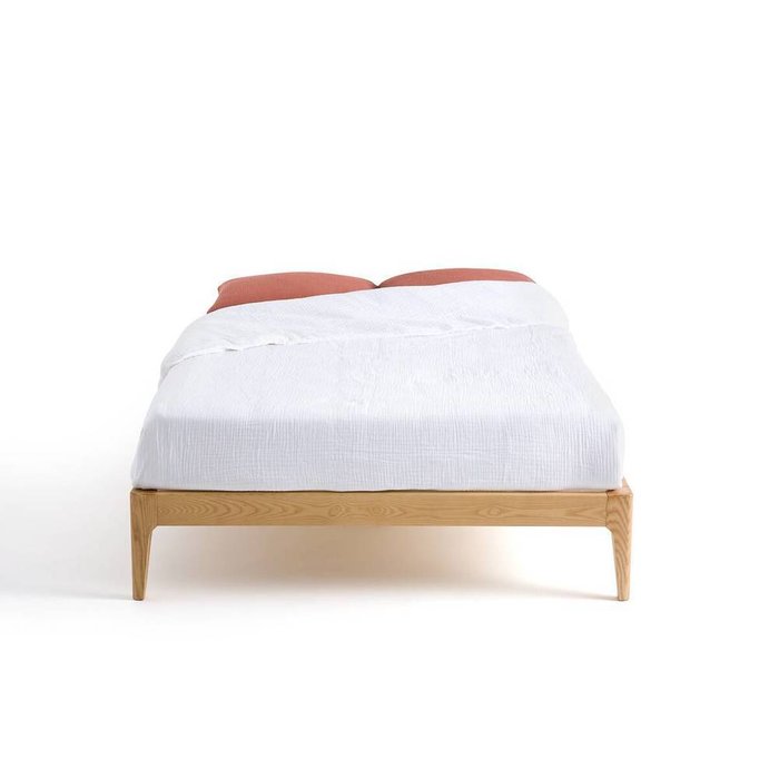 Кровать с кроватным основанием Agura 140x190 бежевого цвета - купить Кровати для спальни по цене 44439.0