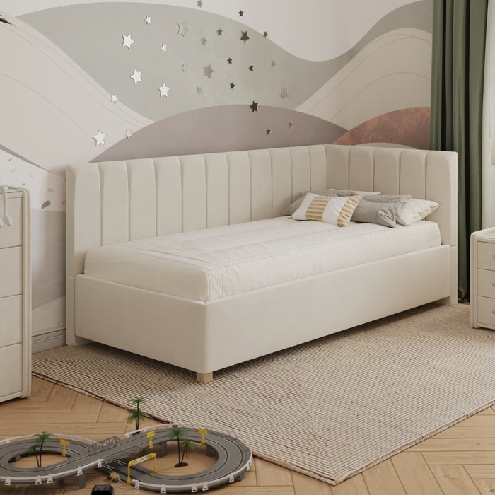 Кровать Помпиду 90х200 белого цвета с подъемным механизмом - купить Одноярусные кроватки по цене 34106.0