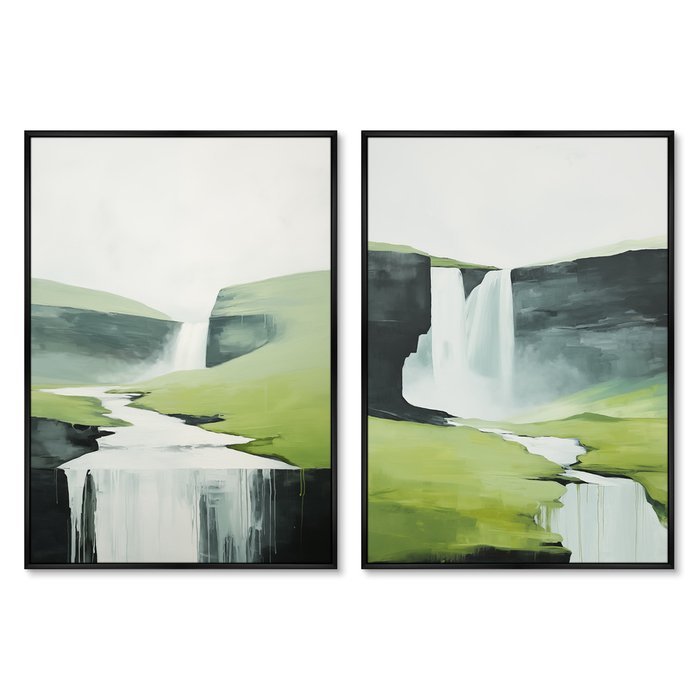 Набор из двух репродукций картин Landscape collection, Milky rivers, 2024г. - купить Картины по цене 49998.0