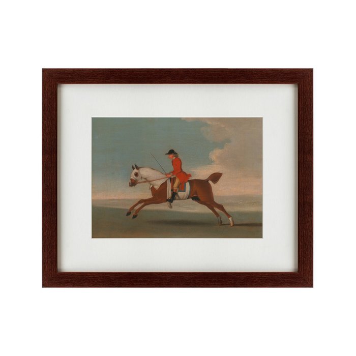 Репродукция картины Chestnut racehorse exercised by a trainer 1730 г. - купить Картины по цене 4990.0