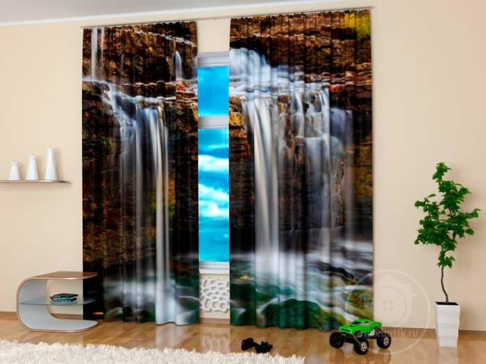 Стильные фотошторы: Горный водопад - купить Шторы по цене 3990.0